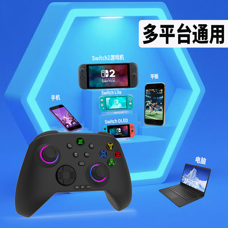蛇战双霍尔Switch2游戏手柄无线蓝牙手柄switch电脑手机平板车机steam体感震动Xbox 猎龙【无线黑色】体感震动