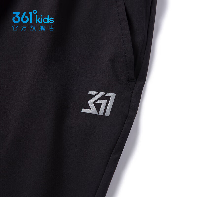 361°童装男女童梭织五分裤夏季新款小中大童运动裤男童短裤 经典黑1702-1 150
