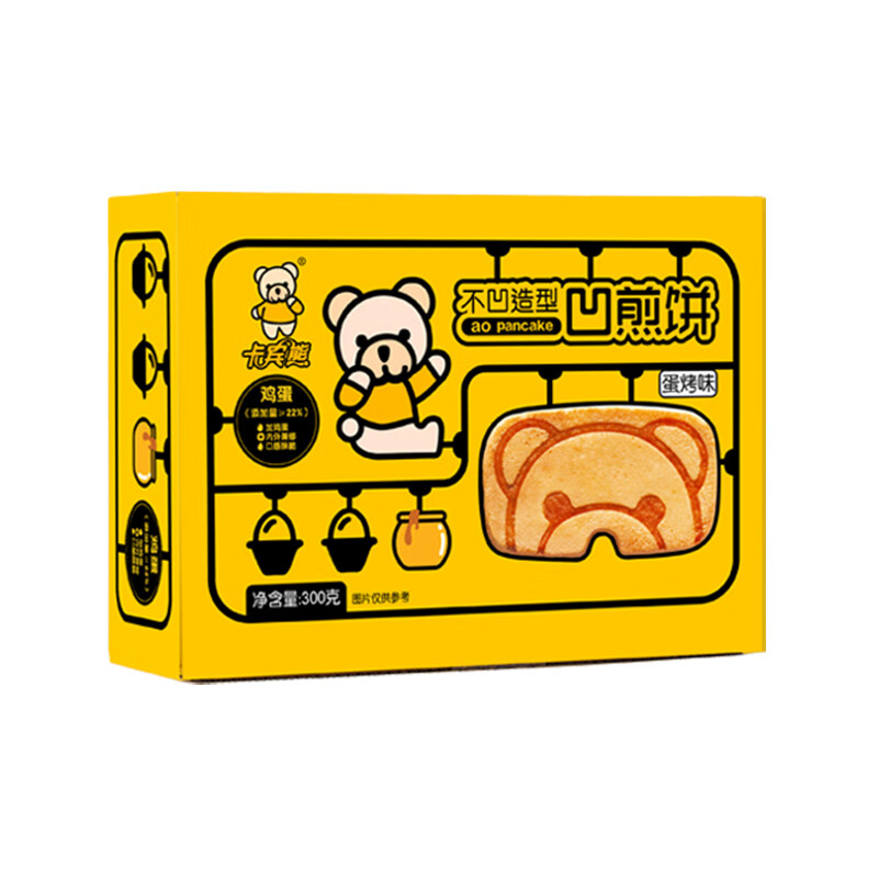 卡宾熊小熊鸡蛋蜜松煎饼早餐饼干 干凹煎饼充饥夜宵休闲零食 300g彩盒装凹煎饼蛋烤味
