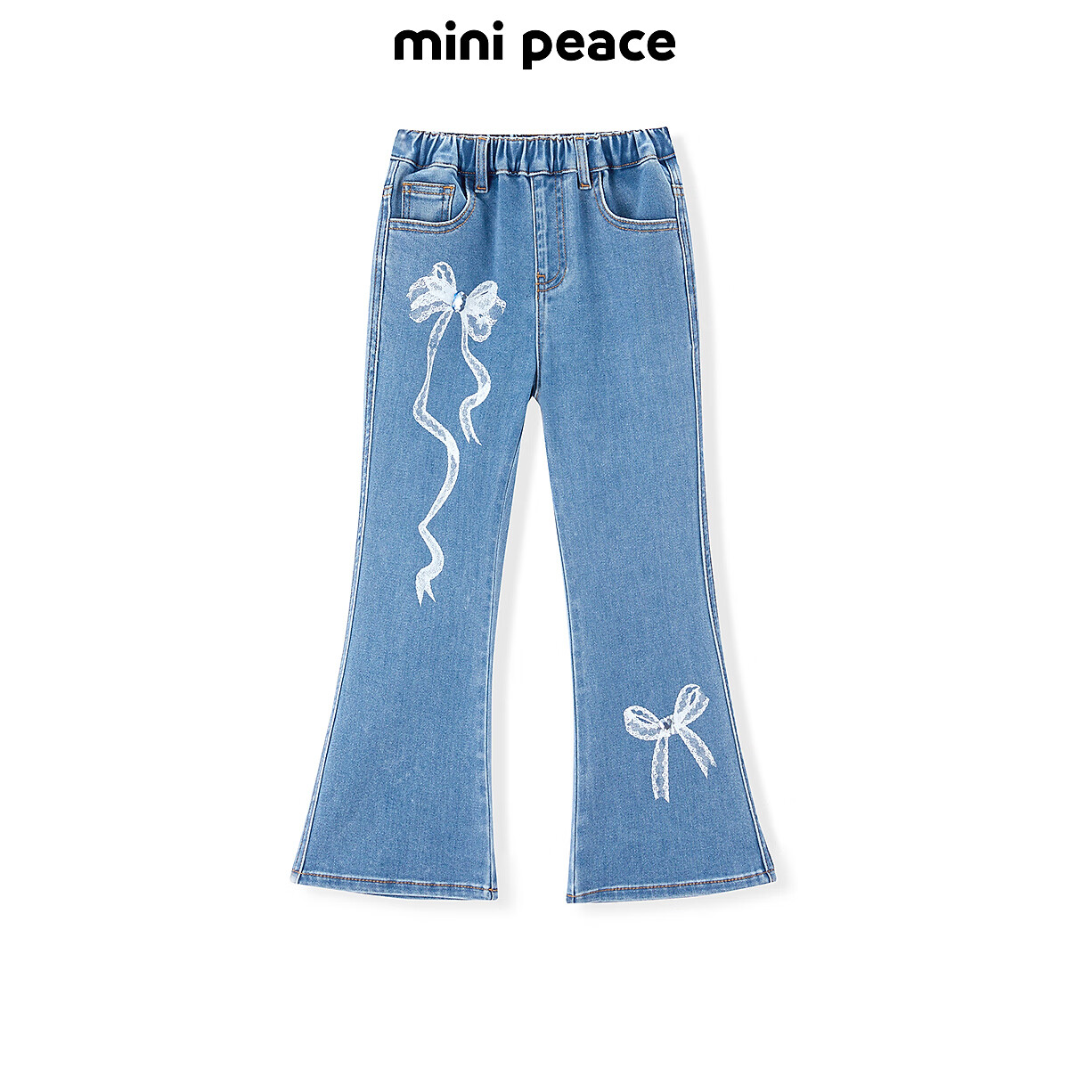 MiniPeace太平鸟童装秋新女童牛仔长裤FBHAF3202 淡色牛仔蓝 140cm