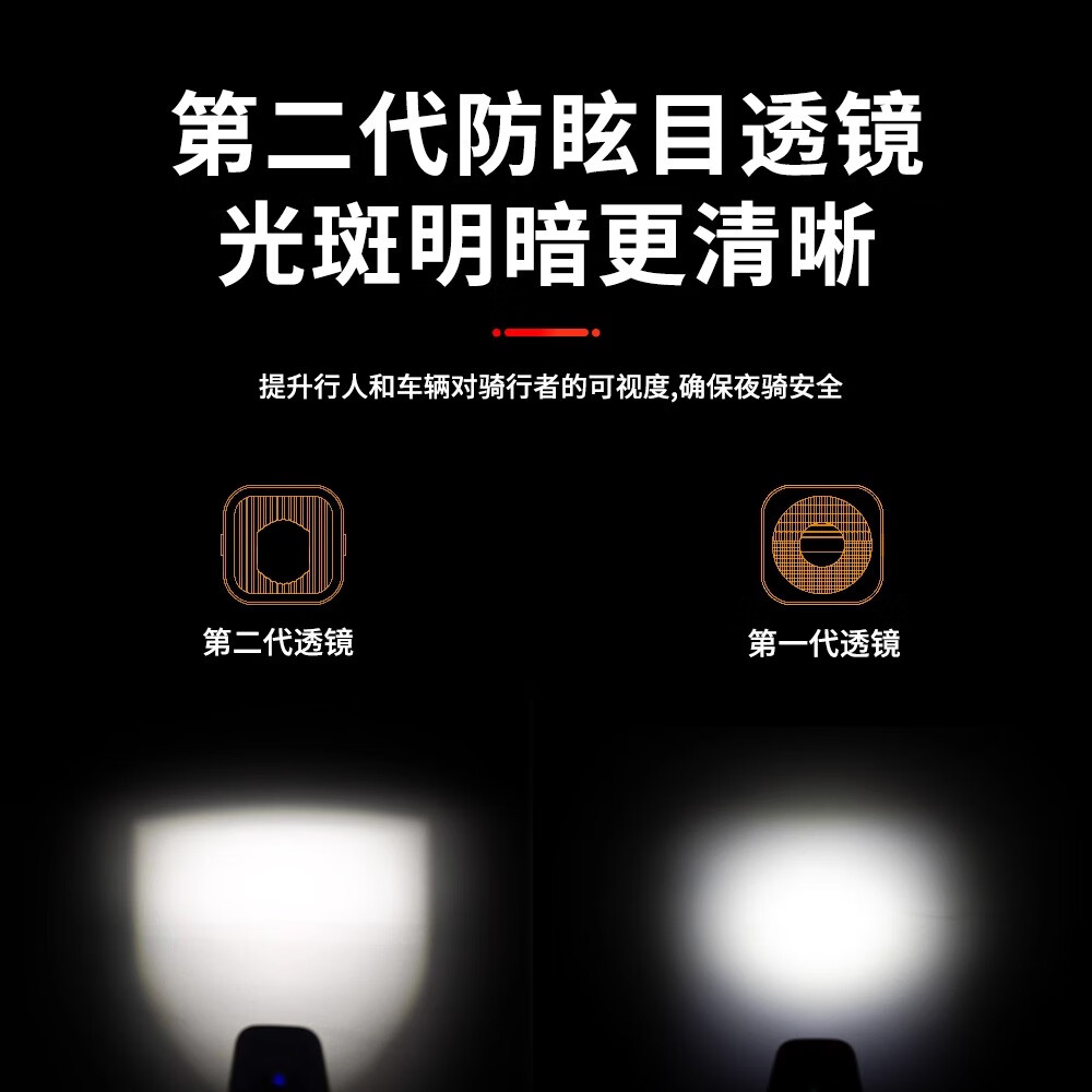 TOWILD拓野DL1200S吊装截止线自行车灯夜骑公路下挂前灯山地车 DL1200S【黑色】