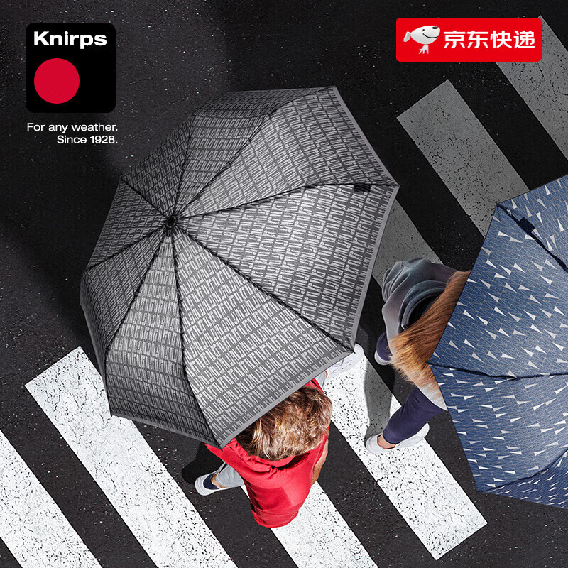 knirps全自動(dòng)傘女防風(fēng)傘折折疊傘男款商務(wù)傘大號雙人傘黑色雨傘 幾何灰 98cm