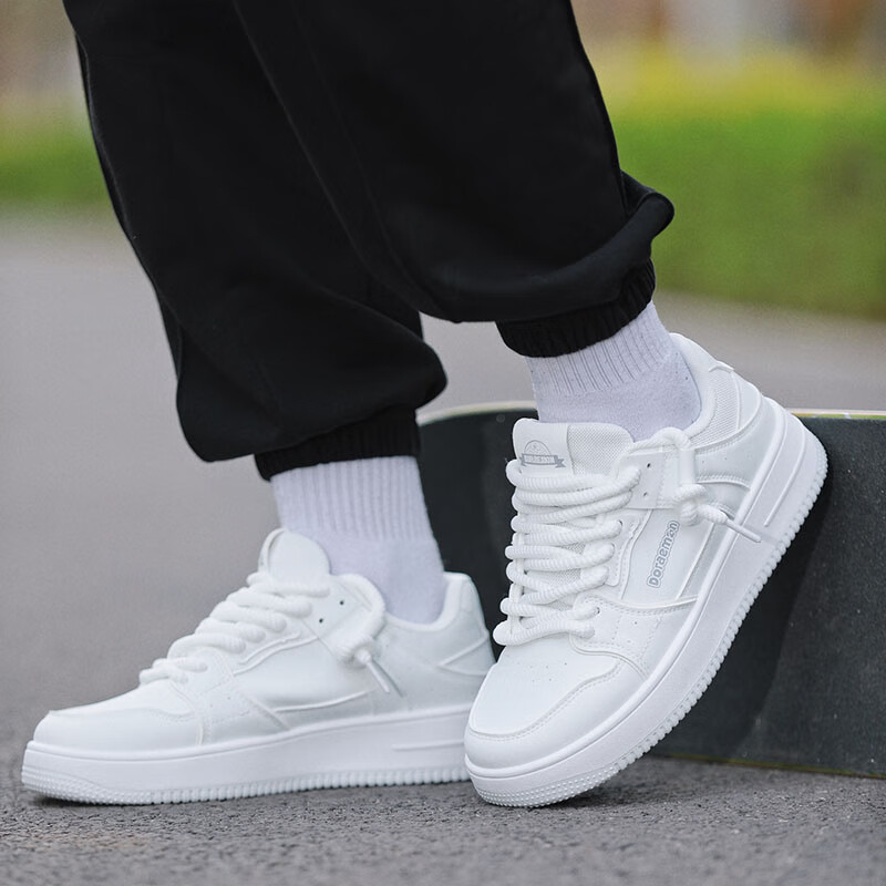 哆啦A梦板鞋男鞋夏季新款小白鞋男低帮透气厚底运动潮流百搭休闲鞋子男女 复古白 43