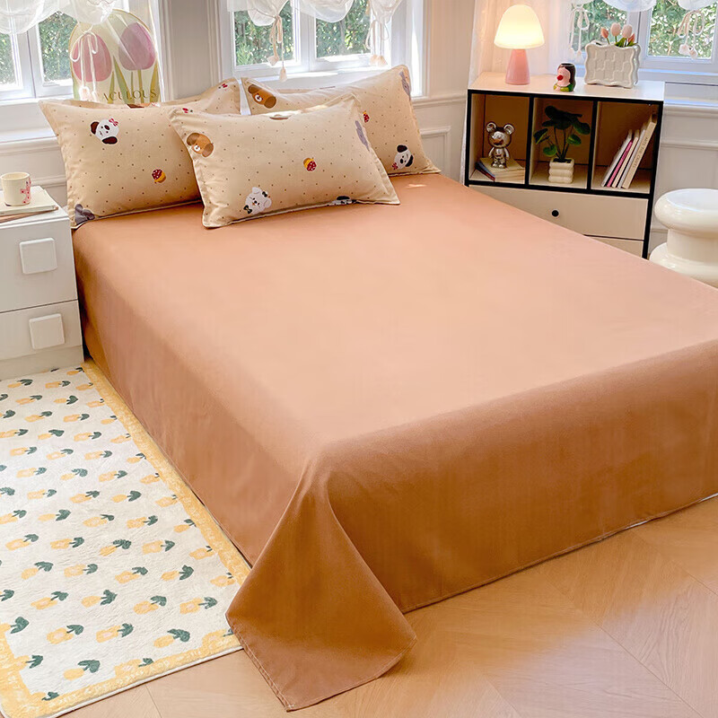 软贝小清新四件套 透气亲肤印花卡通简约田园风被套床单款套件 俏皮小狗 1.2m 床单款 三件套（被套150*200cm）