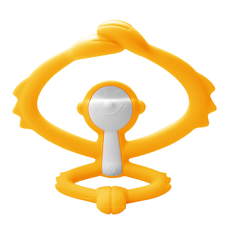 媽貝樂（mombella）磨牙棒嬰兒硅膠軟寶寶牙咬膠玩具可水煮 黃色猴子