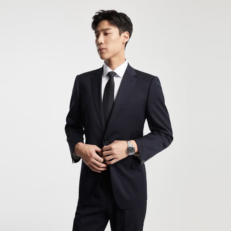 雅戈尔【95.5%羊毛】西服男春季羊毛舒适单西男士高端修身西装结婚外套 藏青 190A 190/112A