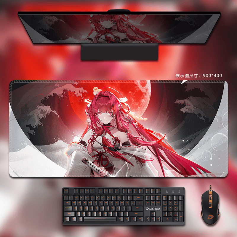 龙族上杉绘梨衣会鼠标垫家用办公桌垫超大号二次元游戏电竞键盘垫 C711：精密锁边防滑底面可水洗 1000*500mm 5mm