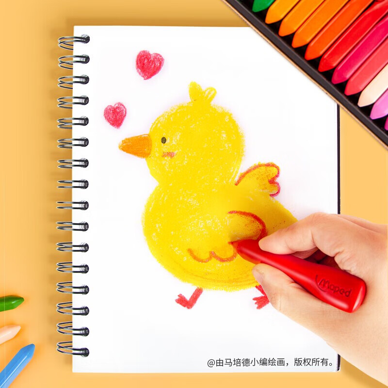 马培德Maped 塑料蜡笔筒装 儿童蜡笔不脏手安全无味无毒幼儿园彩笔宝宝涂鸦绘画画笔文具礼物 12色大头粗杆塑盒【更适合幼儿】