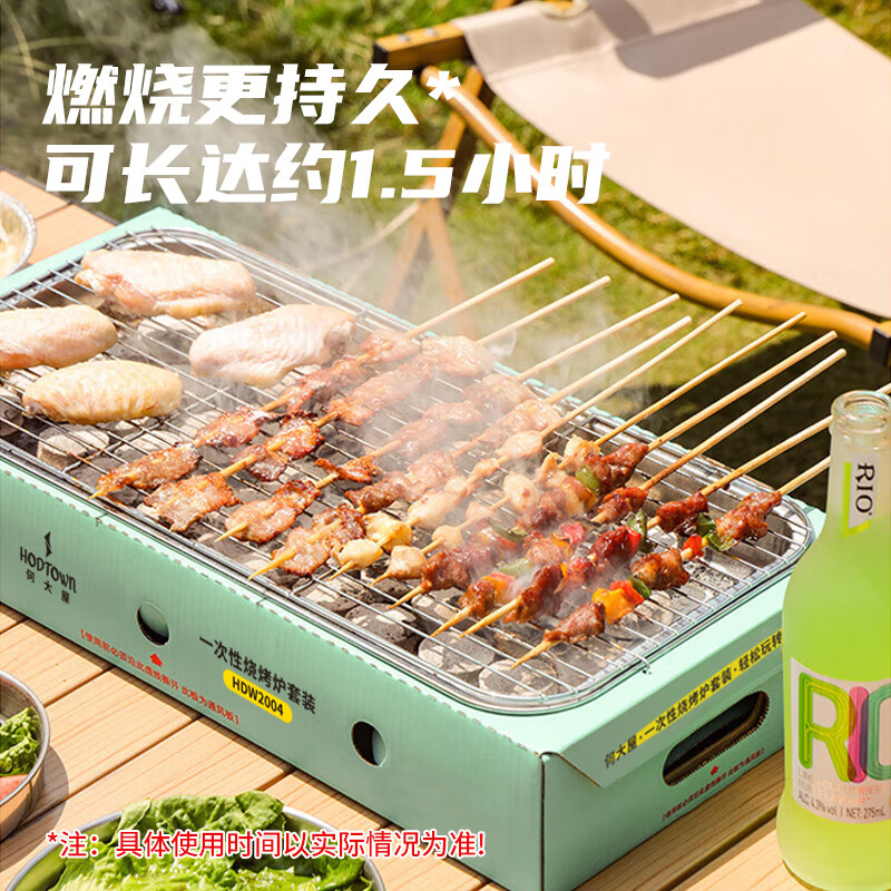何大屋(Hodtown)一次性烧烤炉户外碳烤炉烤肉炉室内家用无烟围炉煮茶烧烤架 一次性烧烤炉套装 HDW2004