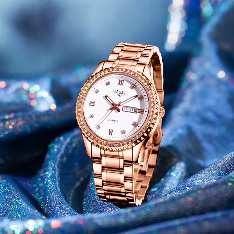 (0.01)2025新款手表女士机芯表夜光防水陶瓷品牌轻奢小众简约气质 粉女白+防水夜光