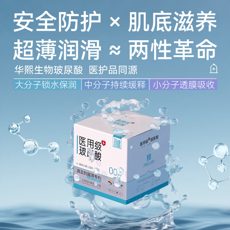 羽感【固态玻尿酸】羽感003水晶布丁玻尿酸避孕套1400mg玻尿酸超润薄 【医用级呵护女性】玻尿酸避孕套11只