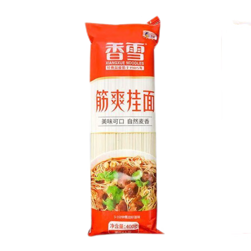 香雪香雪筋爽掛面400g細(xì)條早餐速食待煮面條生日面喜面湯面拌面炒面 香雪筋爽掛面400g*1袋