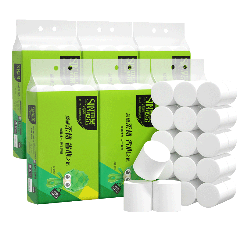 思景无芯卷纸30卷4层加厚实惠装家用卷纸卫生纸巾整箱2提装原生木浆纸 4层 140g/卷*90卷 15卷/提*6提