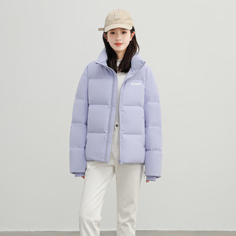 鸭鸭（YAYA）王一博同款羽绒服时尚情侣百搭潮牌休闲立领保暖外套 浅蓝色 M 【建议110-130斤】