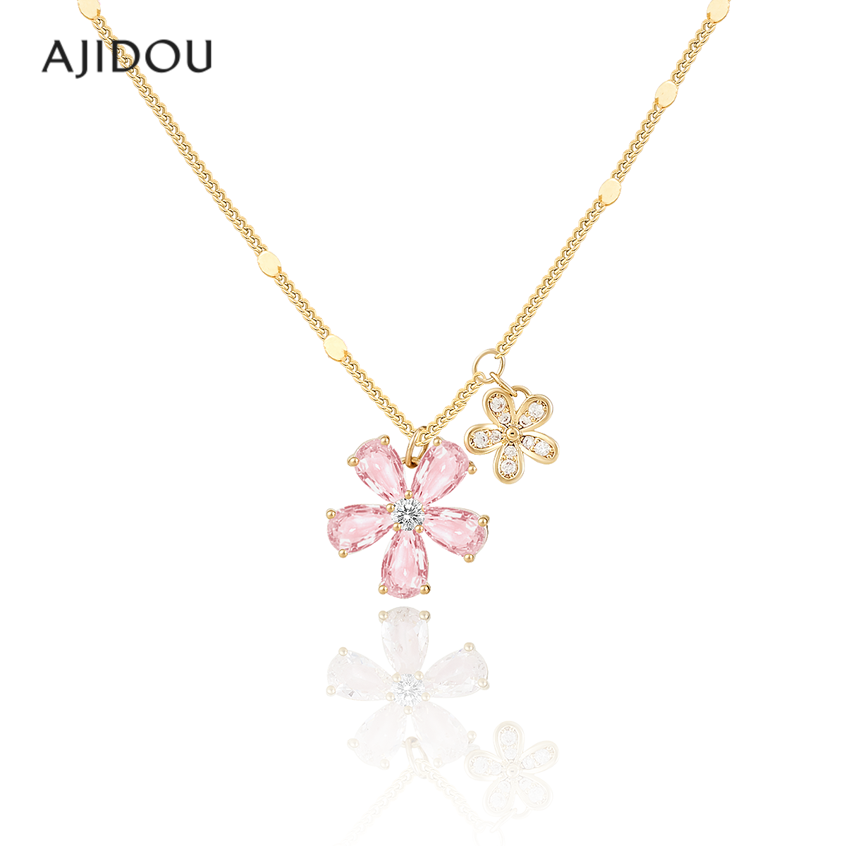 阿吉豆项链女2025年新款粉色花卉时尚颈链高级感饰品送女友送闺蜜