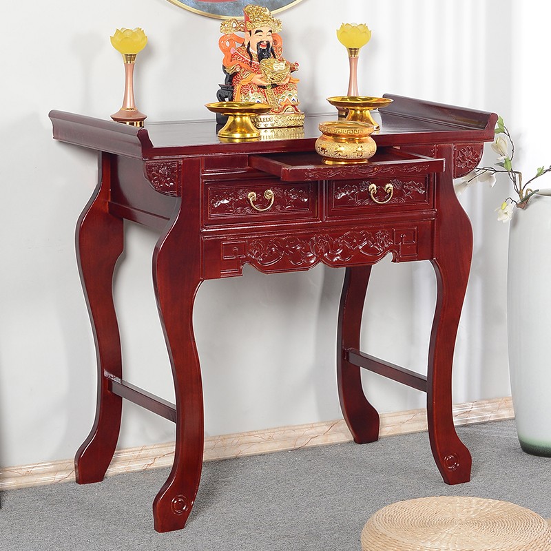 瑞呈堂供桌家用供神桌条案香案供桌贡桌 中式供台供神桌 供桌双屉100x