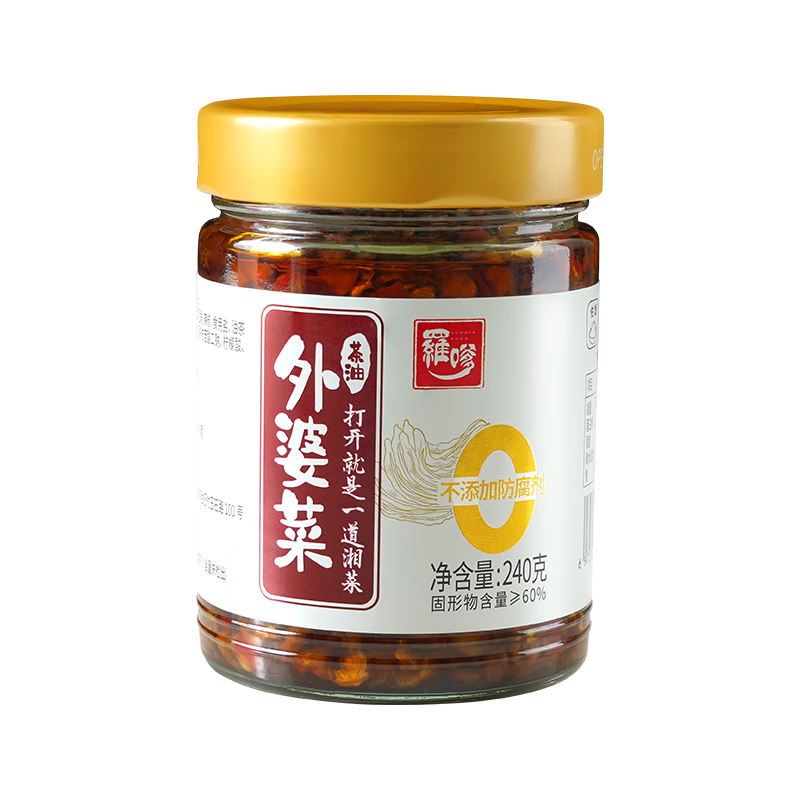 罗嗲羅嗲 0添加防腐剂茶油外婆菜240g*1罐 湖南下饭菜香辣酱腌菜即食