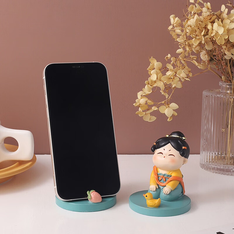 如果西安文创纪念品创意国风手机架实用桌面办公室摆件伴手礼新年礼物 唐仕女手机架全套2个