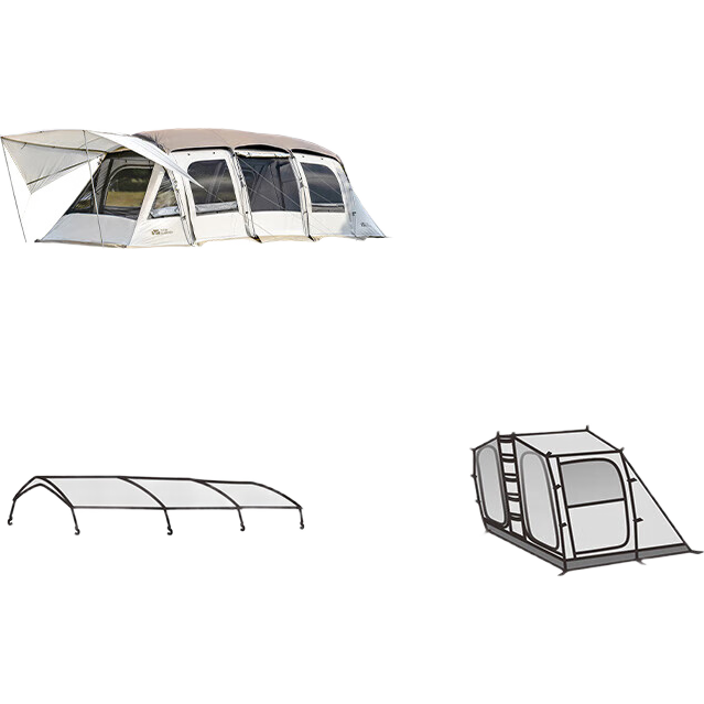 牧高笛（MOBIGARDEN）攬盛帳篷 戶(hù)外露營(yíng)兩室一廳大空間防風(fēng)防雨多門(mén)大前廳隧道帳篷 攬盛4套裝（帳篷+頂篷+內帳）