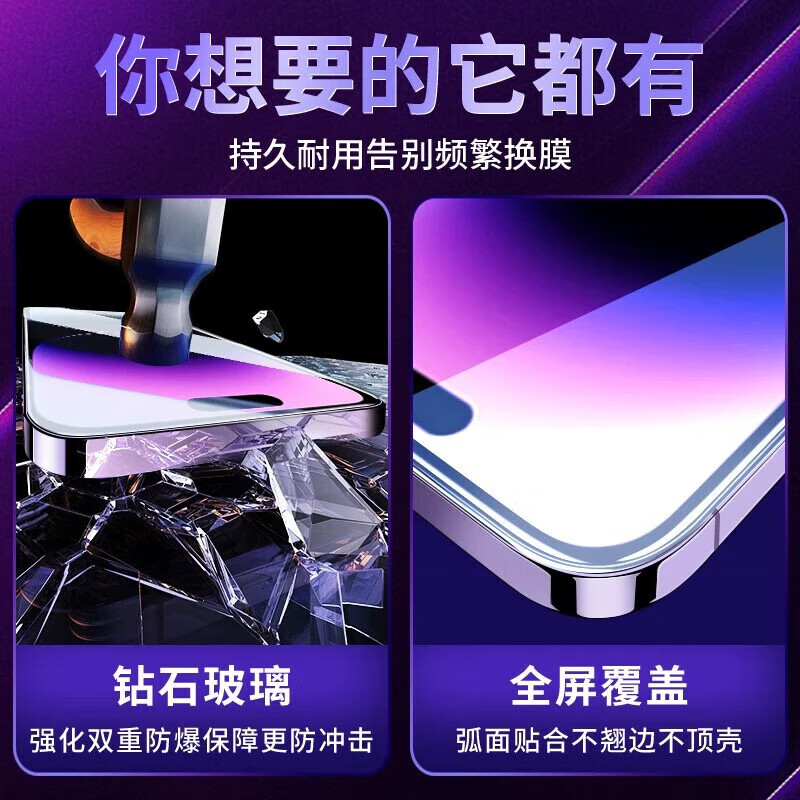 图绪适用于苹果钢化膜iphone防窥膜系列秒贴盒无尘仓懒人贴膜全屏手机保护膜 秒贴超清款【2片装】 苹果16Pro