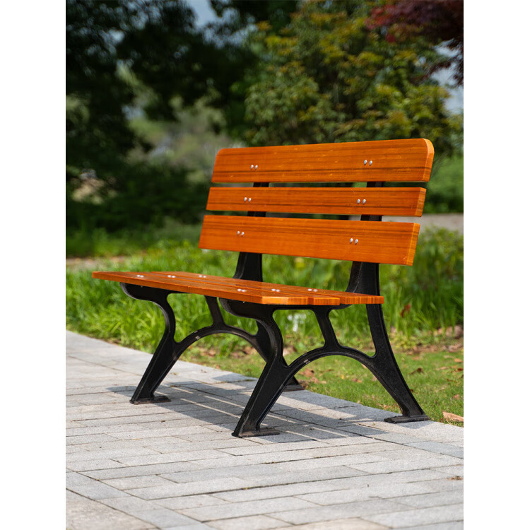 语森忆室外防腐木竹木休闲座椅户外公园椅长椅庭院双人靠背长条凳子 全竹木椅面有靠背120cm 防腐会更