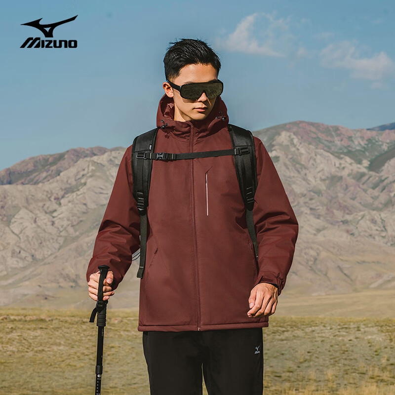 美津浓户外休闲夹克男百搭男士连帽防风防水春秋锋衣外套