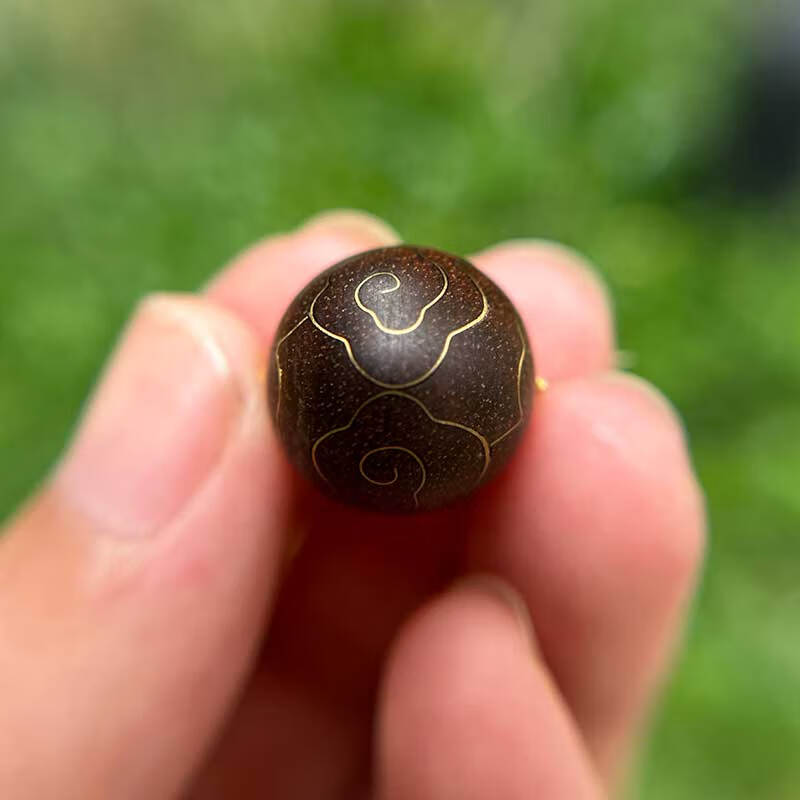 木伯伯文莱错金沉香单珠吊坠木项链锁骨链复古简约沉水级轻奢高级感礼物 沉香错金单珠吊坠项链礼物情侣男女款 16mm
