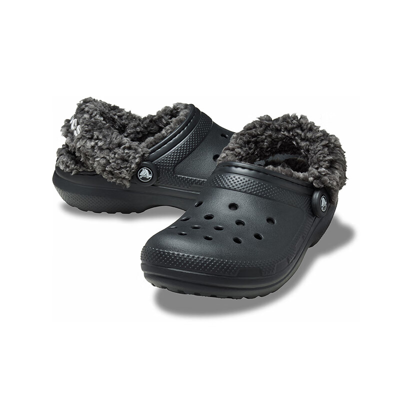 CROCS卡骆驰檀健次同款经典羊茸洞洞鞋秋冬款棉拖保暖舒适|211396 黑色-001 41 /42(260mm)