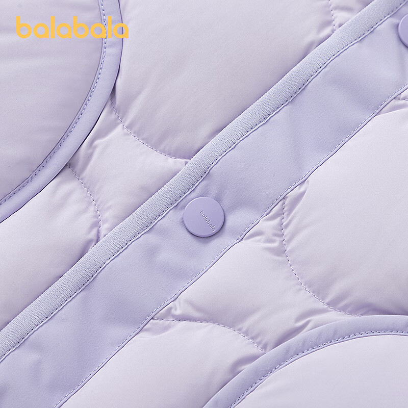 巴拉巴拉balaOne儿童羽绒服男童女童冬外套摇粒绒两件套2025新款 粉紫70029-白鸭绒 120 充绒量74g