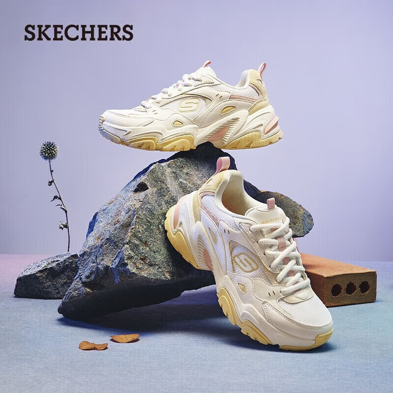 斯凯奇（Skechers）秋冬季机甲鞋二代休闲运动鞋女士老爹鞋缓震复古女鞋149916  女款/白色/多彩色/WMLT 36 尺码偏大半码，建议选小半码