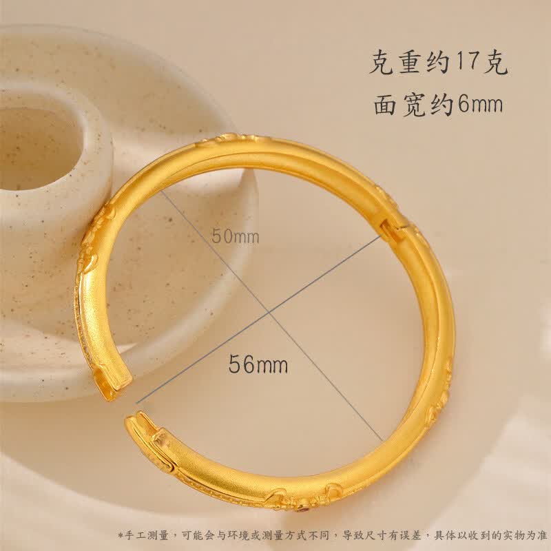 MHFDO老凤凰9995G黄金色镀金古法沙金手镯女拉丝锆石镶嵌工艺感卡扣镯 手环 约17克