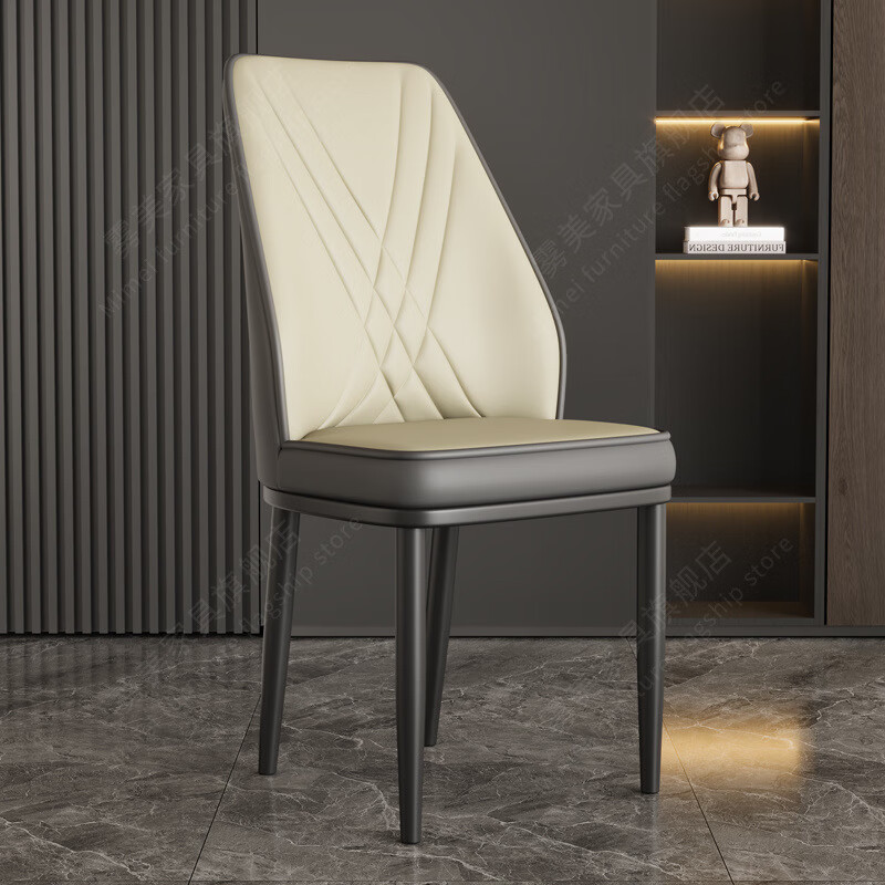 金格羽创意家居北欧轻奢家用简约现代餐厅靠背休闲其他日杂小件 白灰黑腿 2把