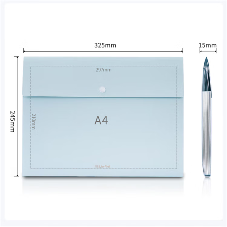 得力乐素系列 8格按扣多层文件夹风琴包 学生试卷资料收纳 办公用品文件保护简约时尚 天蓝72456