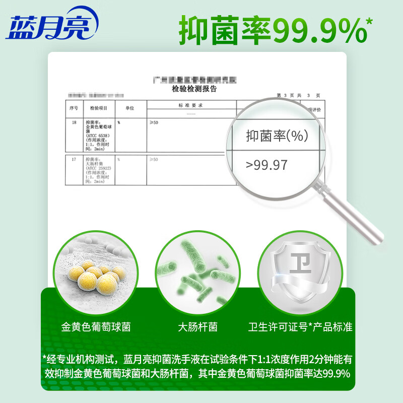 蓝月亮芦荟抑菌洗手液 抑菌率99% 保湿滋润 丰富泡沫 温和不刺激 【500g*2+500g*2补充装】4瓶装