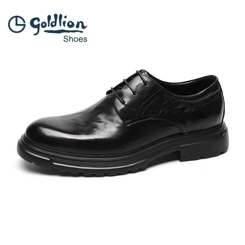 金利来（Goldlion）男鞋25年秋季新品商务正装皮鞋男英伦风德比鞋男士皮鞋 黑色 37
