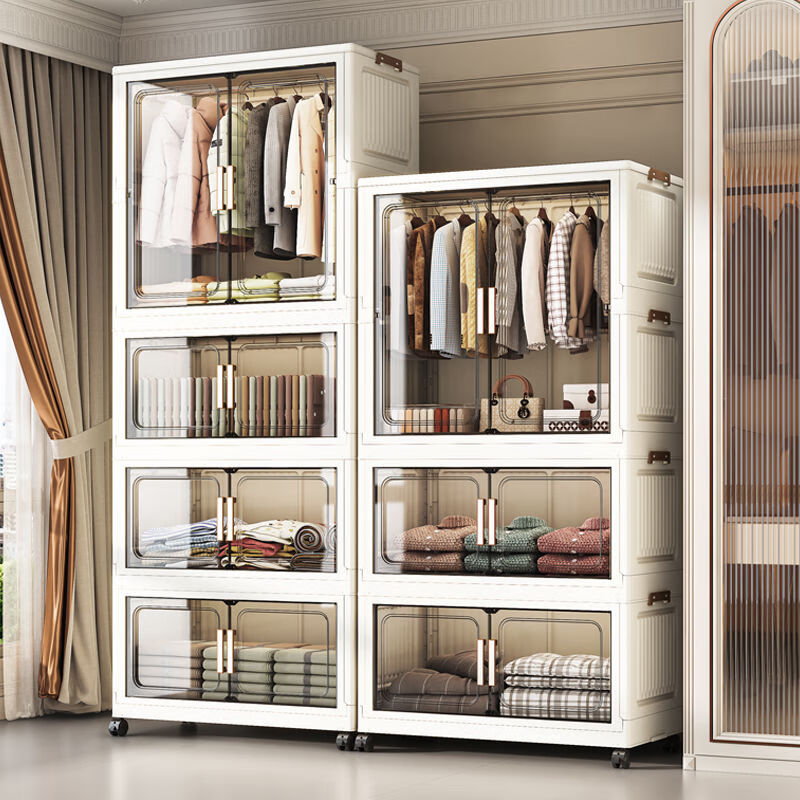 柏帝奇免安装儿童衣柜宝宝衣服收纳柜婴儿小衣橱多层塑料家用整理储物柜 1层挂衣柜+0层收纳箱【玉池槿】一层 小70CM【高清透平面板】加大加厚/厂家直销