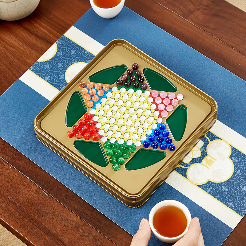 猫眼石跳棋五子棋磁吸围棋中国象棋桌游小型便携儿童益智桌面游戏 三合一折叠棋