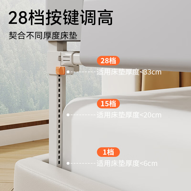 慕卡索床围栏婴儿童防摔床护栏宝宝防掉安全挡板床上防窒息围板单边升降 萌乐园 2.0米/单面装