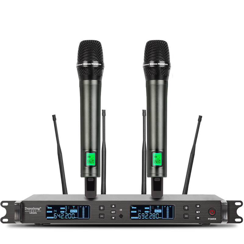 depusheng得普聲無(wú)線(xiàn)麥克風(fēng)話(huà)筒一拖二U段分集防嘯叫舞臺演出KTV 真分集手持系列 套餐一