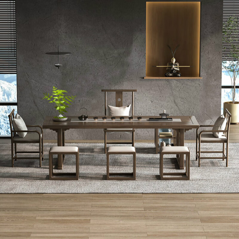 8茶桌 主椅 禅位椅*2 方凳*3 组装