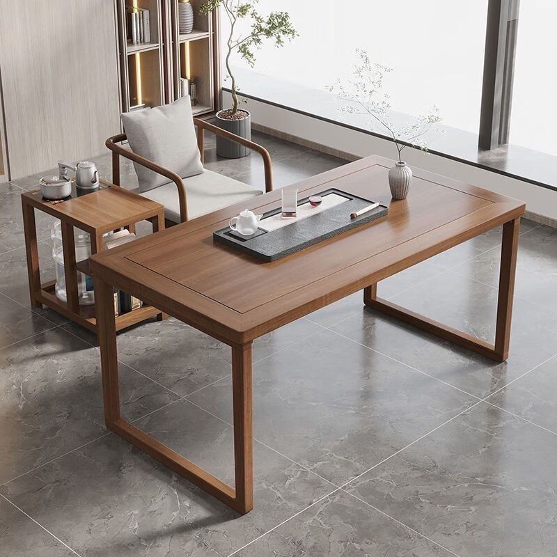 定舟中式阳台茶桌干泡台阳台小茶桌茶几办公室商用办公桌椅组合一整套 单桌：100*60*75*5