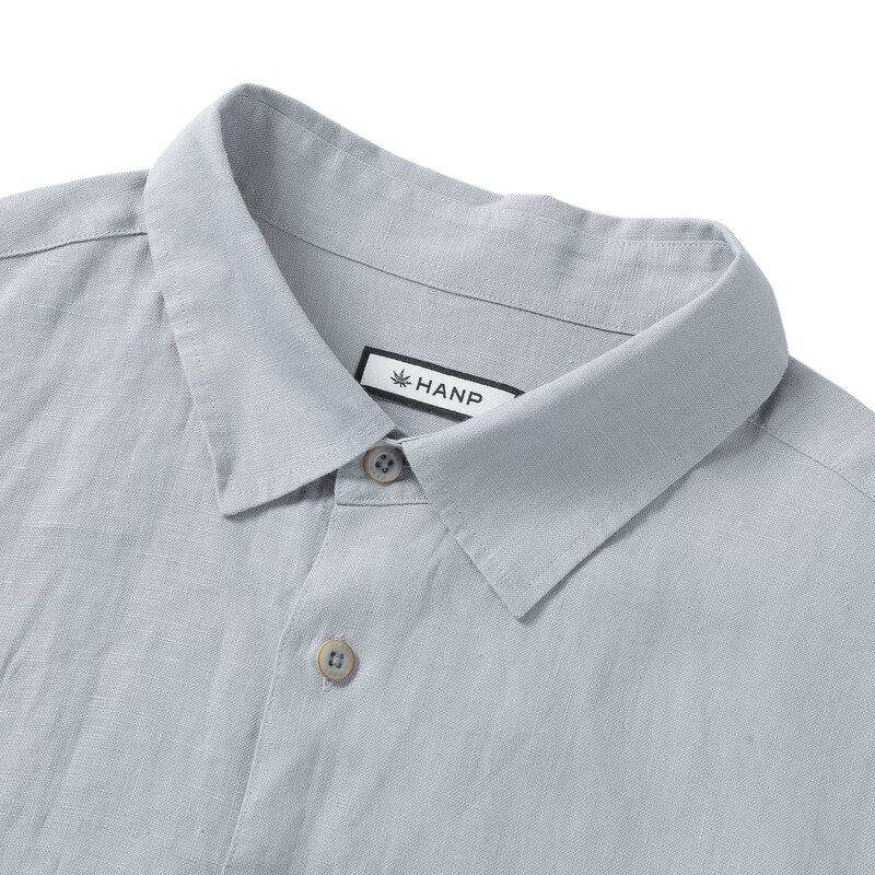 汉麻世家（HANP）长袖衬衫男士100%亚麻面料男士休闲长袖衬衫舒适透气商场同款 中灰 M