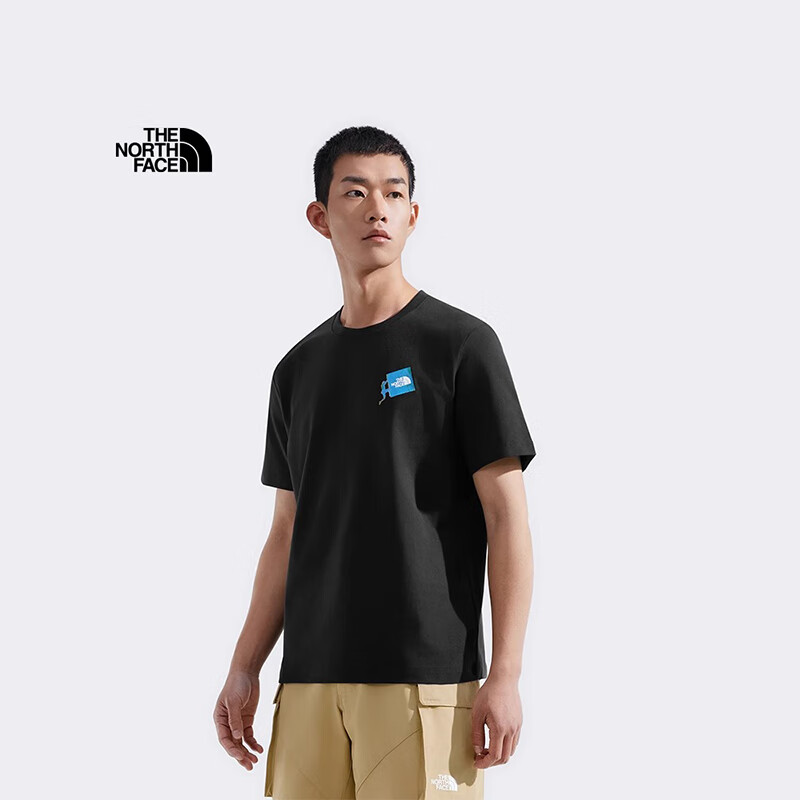 北面（The North Face）短袖T恤男2025春夏款柔软亲肤舒适透气高效速干8D7CJK3宇宙黑 XL