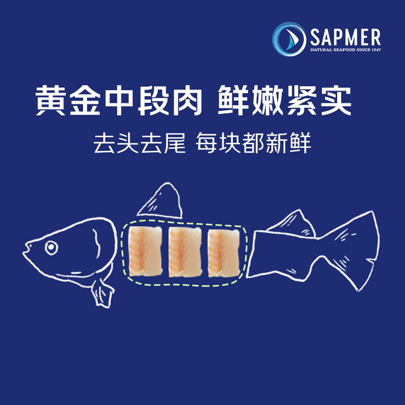 SAPMER冷冻萌宝法国银鳕鱼块50g*3包去骨去刺鳕鱼婴儿
