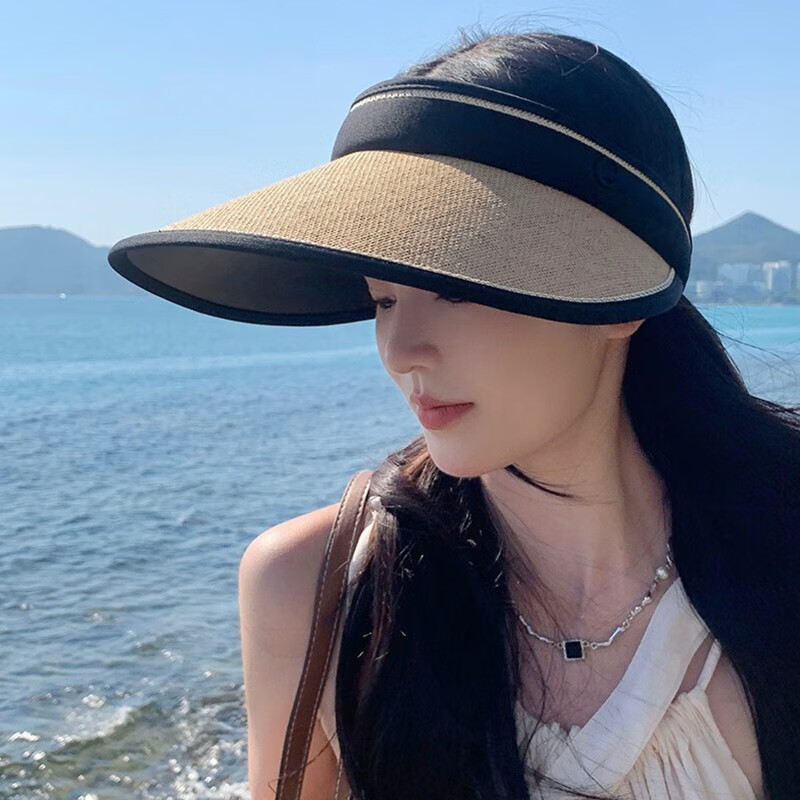 达芬奇密码 女遮阳帽户外防晒太阳帽 米色