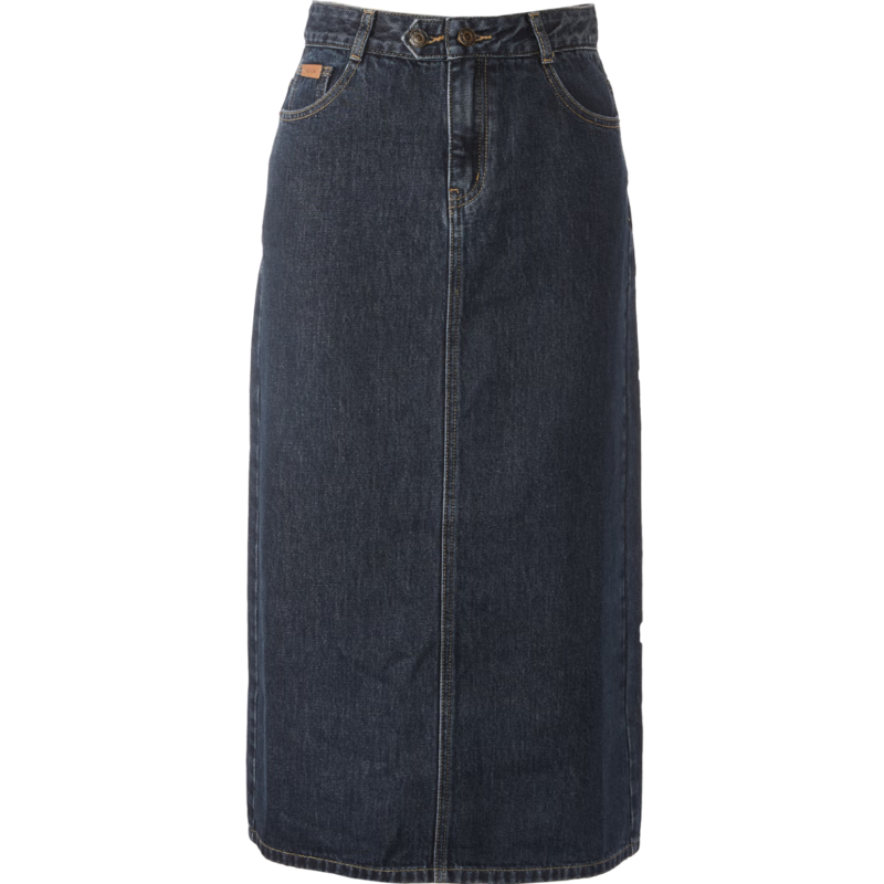 百图betu女装秋新款半身裙高腰A型中长款开叉牛仔半身裙女2308T63 深牛仔蓝 M