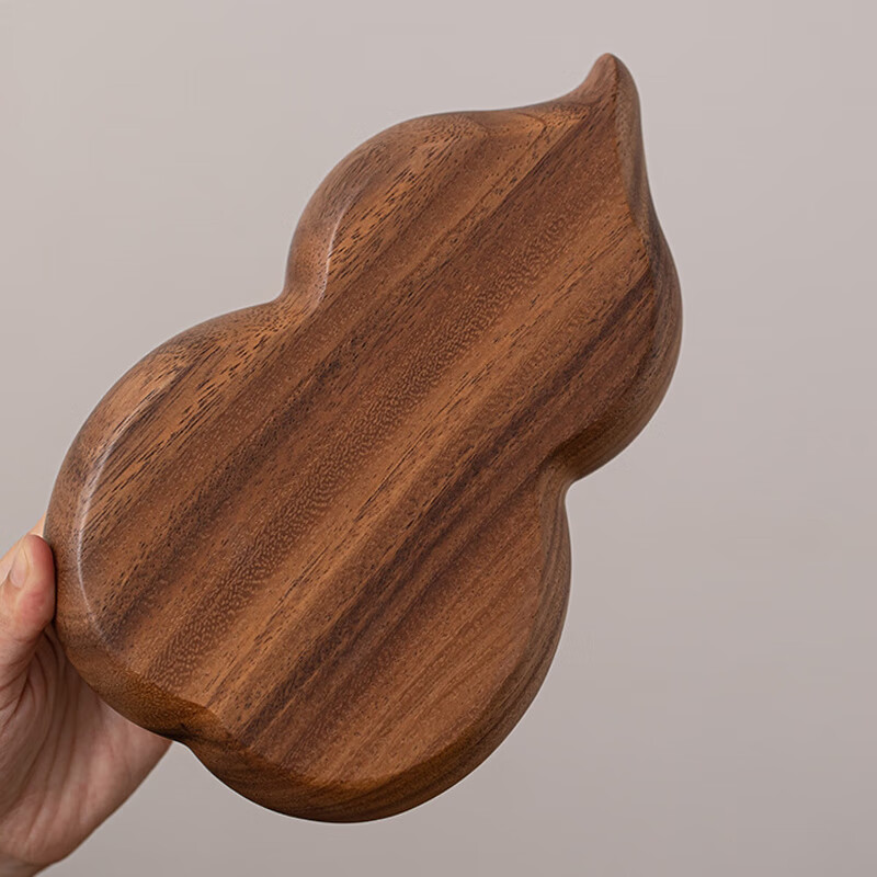 LIUIUSU整木葫芦分格盘 新中式创意实木果盘福禄托盘加厚胡桃木水果盘 北美黑胡桃木整木（22*13*3cm） 1个