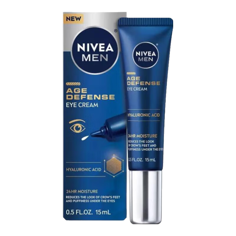 妮維雅男士抗衰老眼霜24 小時保濕 淡化魚尾紋細紋 黑眼圈 緊致抗皺滋養(yǎng) 含透明質(zhì)酸 15ml