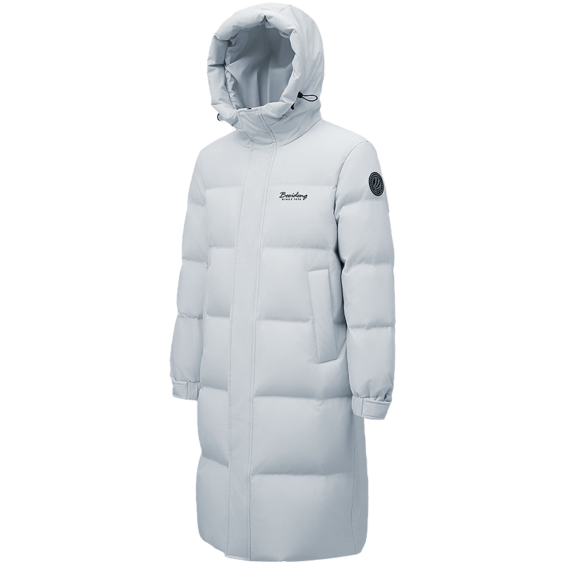 波司登(BOSIDENG)于適同款25新款羽絨服男女同款情侶長款寬松舒適連帽面包服外套 黑色|8056 S 160/84A 體重約110-125斤