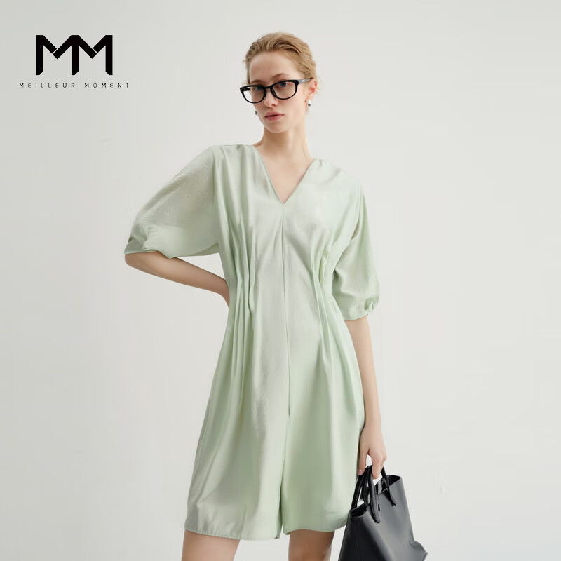 麦檬MM【限时特惠/捡漏】夏装新款薄荷绿设计感连身衣女5E4292061 薄荷绿 S